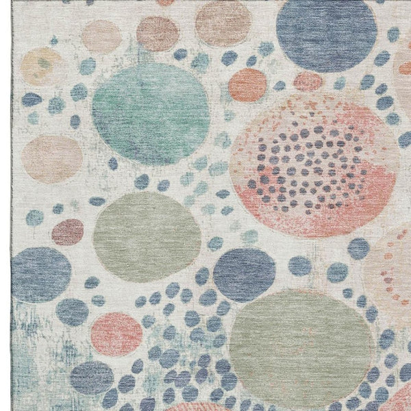 HomeRoots 9' X 12' Denim Blue Geometric Area Rug - Stylish, Washable, UV-Protected & Kid-Friendly Design 707256