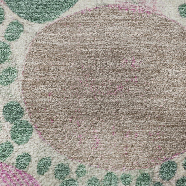 HomeRoots 8' X 10' Stylish Geometric Area Rug in Green, Pink & Ivory - Washable, UV Protected & Durable Design 707261