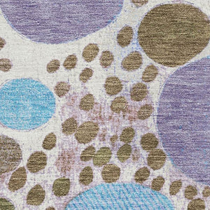 HomeRoots 8' Stylish Khaki, Blue & Purple Geometric Washable Rug - UV Protected, Stain Resistant & Non-Slip 707266