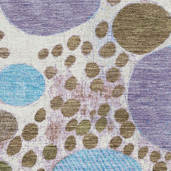HomeRoots 8' Stylish Khaki, Blue & Purple Geometric Washable Rug - UV Protected, Stain Resistant & Non-Slip 707266