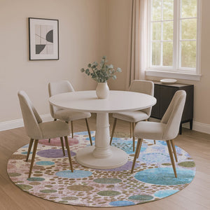 HomeRoots 8' X 10' Modern Khaki, Blue & Purple Geometric Area Rug – Washable, UV-Protected, Stain-Resistant Design 707267