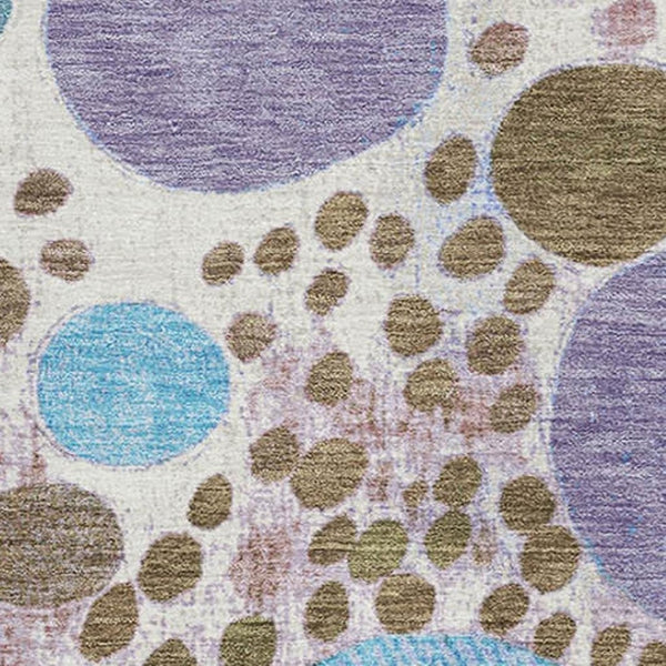 HomeRoots 9' X 12' Khaki Blue Purple Geometric Area Rug - Washable, UV Protected, Stain-Resistant Design! 707268