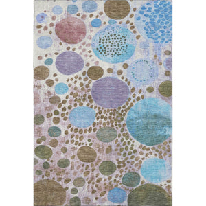 HomeRoots 10' X 14' Khaki Blue & Purple Geometric Washable Area Rug – Durable, Stain-Resistant, UV Protected! 707269