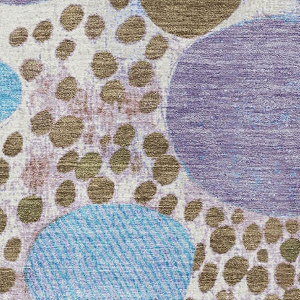 HomeRoots 10' X 14' Khaki Blue & Purple Geometric Washable Area Rug – Durable, Stain-Resistant, UV Protected! 707269
