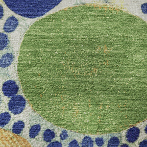 HomeRoots 8' X 10' Washable Geometric Area Rug in Navy, Yellow & Green - UV Protected, Durable, Kid-Friendly 707273