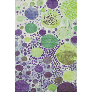 HomeRoots 5' X 8' Stylish Purple, Green & Ivory Geometric Area Rug - Washable, UV Protected & Non-Slip Backing 707277