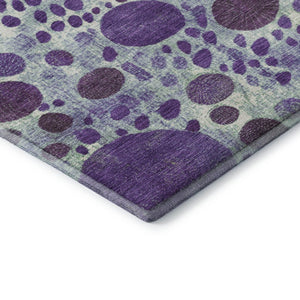 HomeRoots 5' X 8' Stylish Purple, Green & Ivory Geometric Area Rug - Washable, UV Protected & Non-Slip Backing 707277