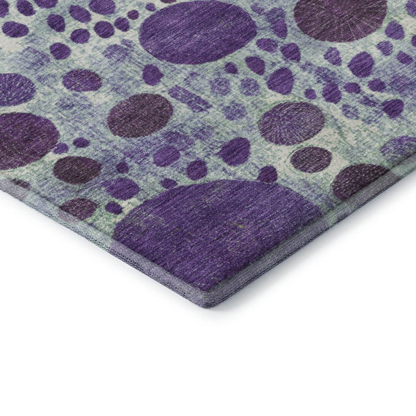 HomeRoots 5' X 8' Stylish Purple, Green & Ivory Geometric Area Rug - Washable, UV Protected & Non-Slip Backing 707277