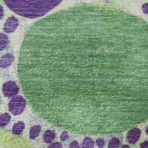 HomeRoots 5' X 8' Stylish Purple, Green & Ivory Geometric Area Rug - Washable, UV Protected & Non-Slip Backing 707277