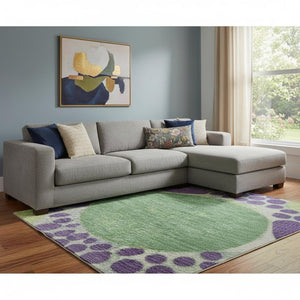 HomeRoots 9' X 12' Stylish Purple, Green & Ivory Geometric Washable Area Rug with UV Protection & Durability 707280