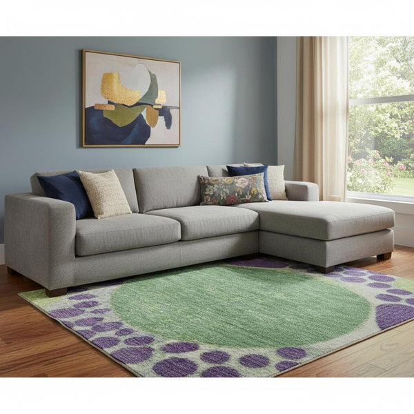 HomeRoots 9' X 12' Stylish Purple, Green & Ivory Geometric Washable Area Rug with UV Protection & Durability 707280