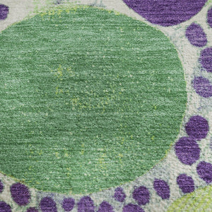 HomeRoots 9' X 12' Stylish Purple, Green & Ivory Geometric Washable Area Rug with UV Protection & Durability 707280