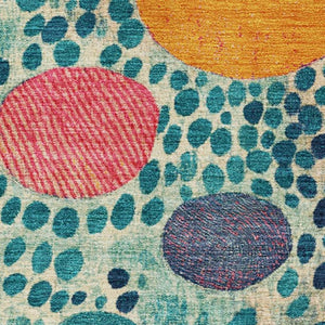 HomeRoots 5' X 8' Geometric Area Rug in Teal, Pink & Orange - Washable, UV-Protected & Non-Slip Backing! 707283