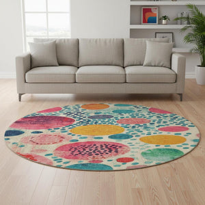 HomeRoots 8' X 10' Vibrant Teal, Pink & Orange Geometric Washable Area Rug with UV Protection & Durability 707285