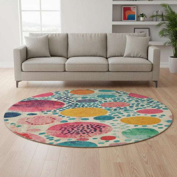 HomeRoots 8' X 10' Vibrant Teal, Pink & Orange Geometric Washable Area Rug with UV Protection & Durability 707285