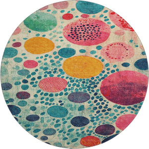 HomeRoots 8' X 10' Vibrant Teal, Pink & Orange Geometric Washable Area Rug with UV Protection & Durability 707285