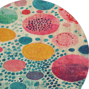 HomeRoots 8' X 10' Vibrant Teal, Pink & Orange Geometric Washable Area Rug with UV Protection & Durability 707285