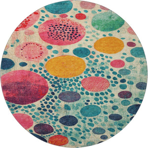 HomeRoots 8' X 10' Vibrant Teal, Pink & Orange Geometric Washable Area Rug with UV Protection & Durability 707285