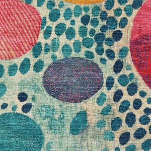 HomeRoots 9' X 12' Vibrant Teal Pink & Orange Geometric Washable Area Rug with UV Protection for Homes 707286