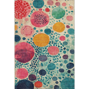HomeRoots 10' Geometric Washable Area Rug in Teal, Pink & Orange - UV Protected, Stain-Resistant & Durable! 707287