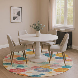 HomeRoots 8' X 10' Washable Geometric Area Rug in Beige, Teal & Orange - Durable, UV Protected & Stylish! 707291