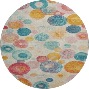 HomeRoots 8' X 10' Washable Geometric Area Rug in Beige, Teal & Orange - Durable, UV Protected & Stylish! 707291