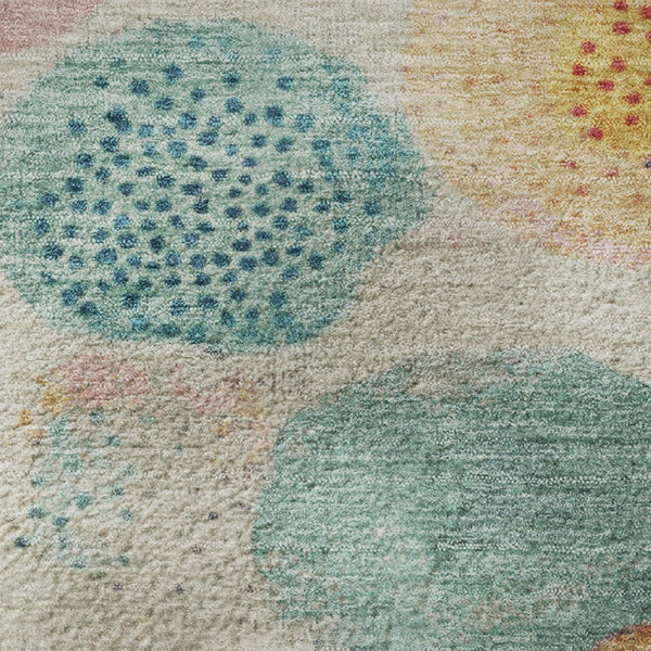 HomeRoots 8' X 10' Washable Geometric Area Rug in Beige, Teal & Orange - Durable, UV Protected & Stylish! 707291