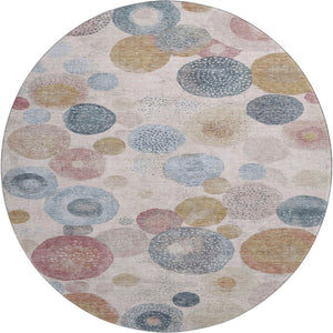 HomeRoots 8' X 10' Stylish Blush Beige & Blue Geometric Washable Rug with UV Protection for High-Traffic Areas 707297