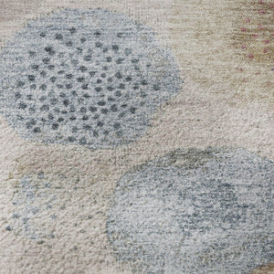 HomeRoots 8' X 10' Stylish Blush Beige & Blue Geometric Washable Rug with UV Protection for High-Traffic Areas 707297