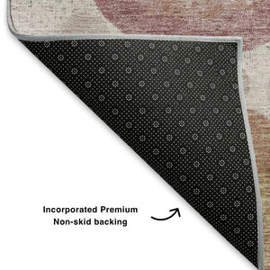HomeRoots 9' X 12' Blush Beige & Blue Geometric Area Rug - Washable, UV Protected, Family-Friendly Design 707298