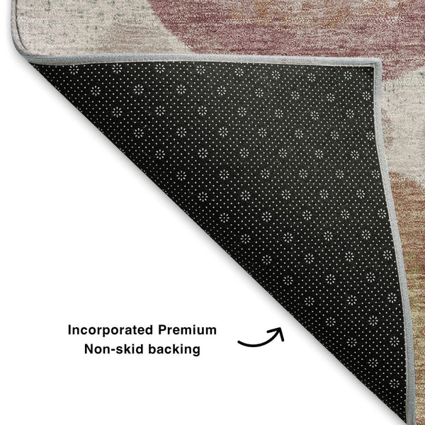 HomeRoots 9' X 12' Blush Beige & Blue Geometric Area Rug - Washable, UV Protected, Family-Friendly Design 707298
