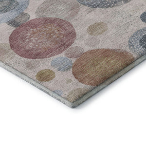 HomeRoots 9' X 12' Blush Beige & Blue Geometric Area Rug - Washable, UV Protected, Family-Friendly Design 707298