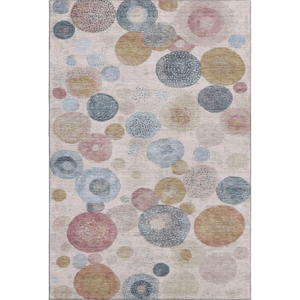 HomeRoots 10' X 14' Blush Beige & Blue Geometric Area Rug – Washable, UV-Protected & Stain-Resistant Design 707299