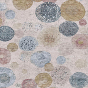 HomeRoots 10' X 14' Blush Beige & Blue Geometric Area Rug – Washable, UV-Protected & Stain-Resistant Design 707299