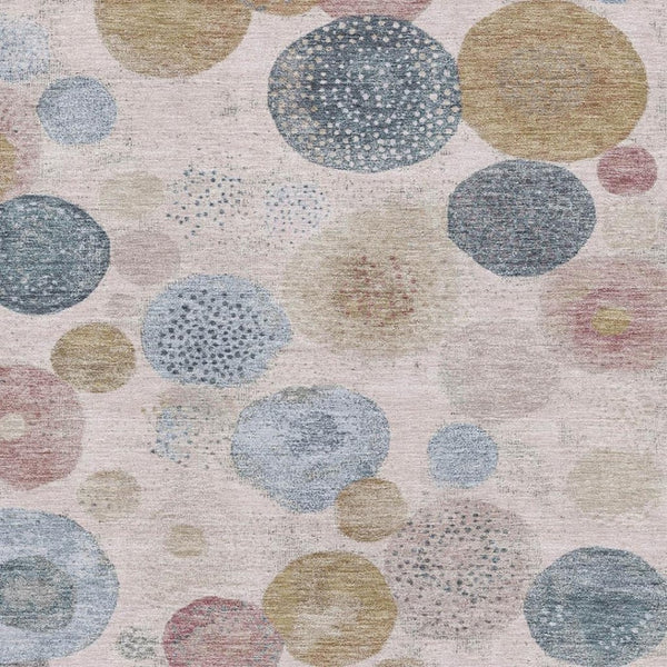 HomeRoots 10' X 14' Blush Beige & Blue Geometric Area Rug – Washable, UV-Protected & Stain-Resistant Design 707299
