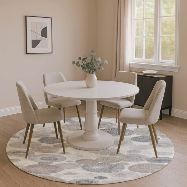 HomeRoots 8' X 10' Modern Ivory Gray Silver Geometric Washable Area Rug with UV Protection for Busy Homes 707303
