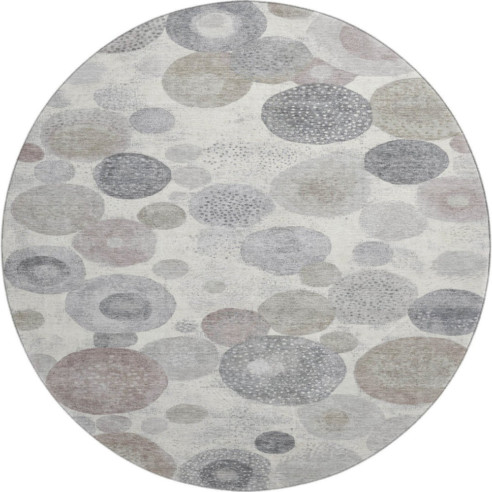 HomeRoots 8' X 10' Modern Ivory Gray Silver Geometric Washable Area Rug with UV Protection for Busy Homes 707303