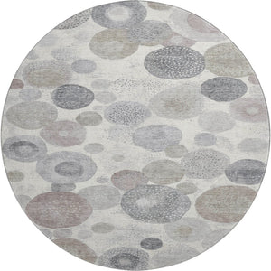HomeRoots 8' X 10' Modern Ivory Gray Silver Geometric Washable Area Rug with UV Protection for Busy Homes 707303