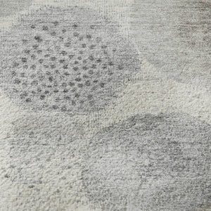 HomeRoots 8' X 10' Modern Ivory Gray Silver Geometric Washable Area Rug with UV Protection for Busy Homes 707303