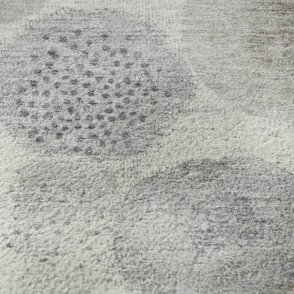 HomeRoots 8' X 10' Modern Ivory Gray Silver Geometric Washable Area Rug with UV Protection for Busy Homes 707303