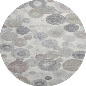 HomeRoots 8' X 10' Modern Ivory Gray Silver Geometric Washable Area Rug with UV Protection for Busy Homes 707303