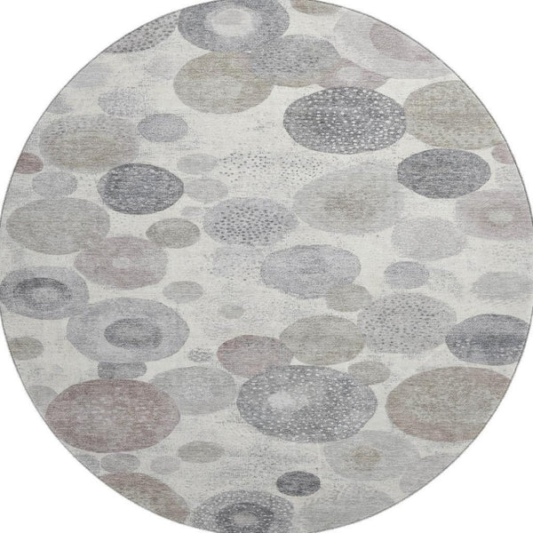 HomeRoots 8' X 10' Modern Ivory Gray Silver Geometric Washable Area Rug with UV Protection for Busy Homes 707303