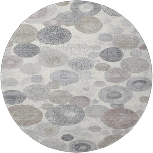 HomeRoots 8' X 10' Modern Ivory Gray Silver Geometric Washable Area Rug with UV Protection for Busy Homes 707303