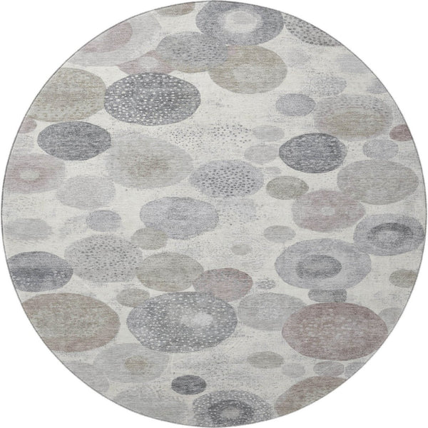 HomeRoots 8' X 10' Modern Ivory Gray Silver Geometric Washable Area Rug with UV Protection for Busy Homes 707303
