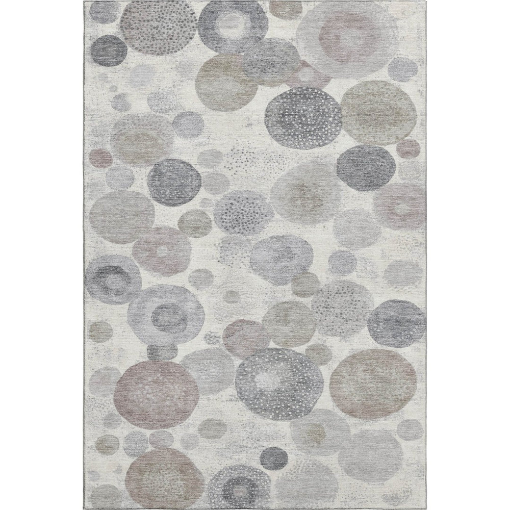 HomeRoots 9' X 12' Ivory Gray Silver Geometric Area Rug - Washable, UV-Protected, Perfect for High-Traffic Spaces! 707304