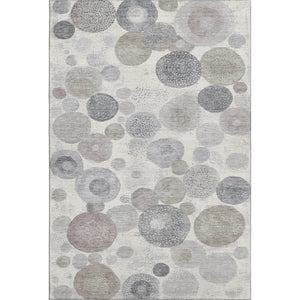 HomeRoots 10' X 14' Stylish Ivory Gray & Silver Geometric Washable Rug - Stain-Resistant, UV Protected Design! 707305