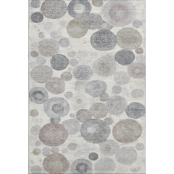 HomeRoots 10' X 14' Stylish Ivory Gray & Silver Geometric Washable Rug - Stain-Resistant, UV Protected Design! 707305