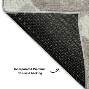 HomeRoots 10' X 14' Stylish Ivory Gray & Silver Geometric Washable Rug - Stain-Resistant, UV Protected Design! 707305