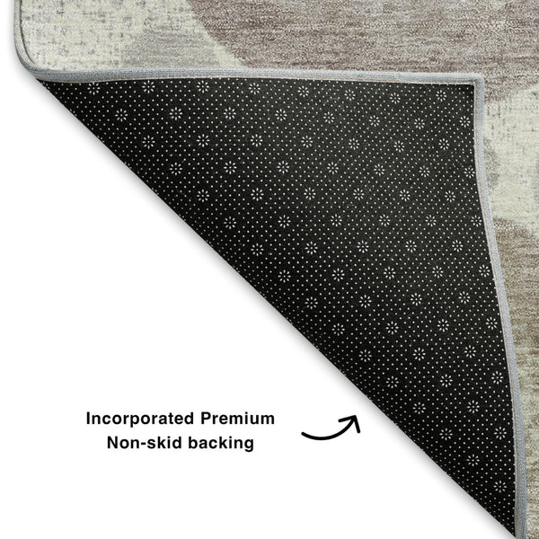 HomeRoots 10' X 14' Stylish Ivory Gray & Silver Geometric Washable Rug - Stain-Resistant, UV Protected Design! 707305
