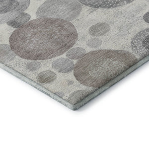 HomeRoots 10' X 14' Stylish Ivory Gray & Silver Geometric Washable Rug - Stain-Resistant, UV Protected Design! 707305